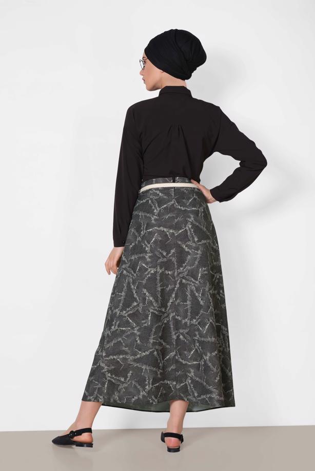 Hijab clothing GREY ALVINA BELTED SKIRT 6326  - TRENDTESETTÜR