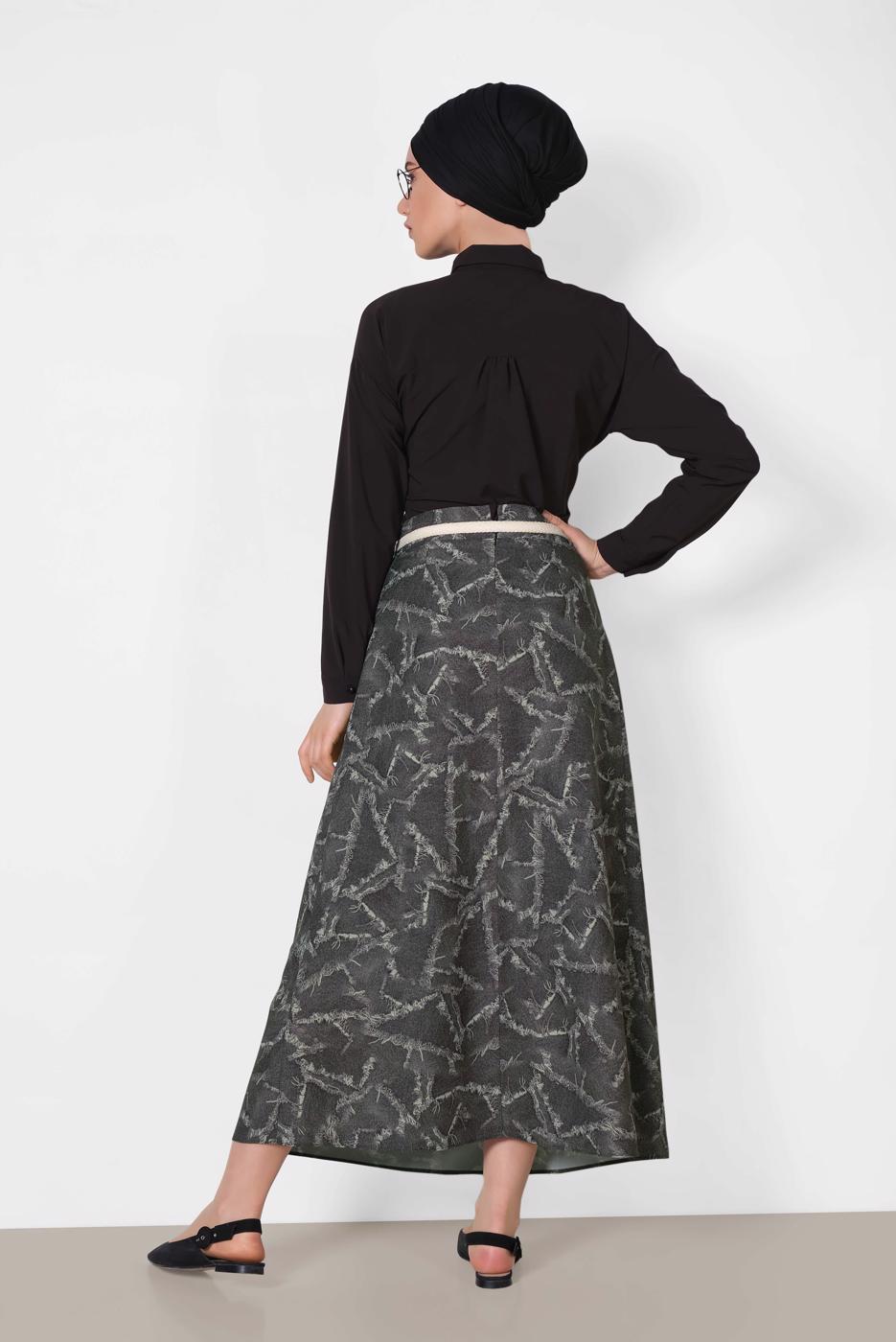 Vêtements hijab GRIS ALVINA JUPE AVEC CEINTURE 6326 