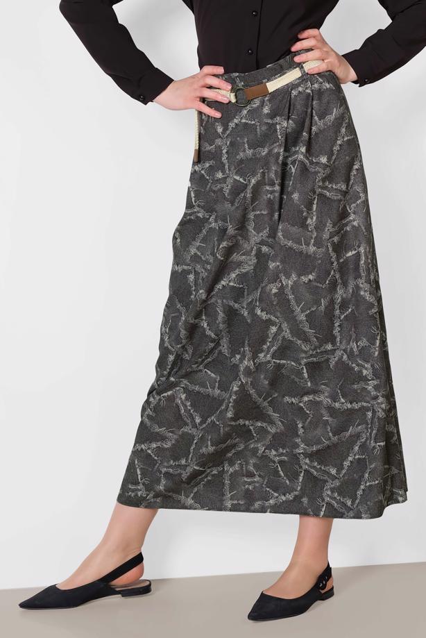 Hijab clothing GREY ALVINA BELTED SKIRT 6326  - TRENDTESETTÜR