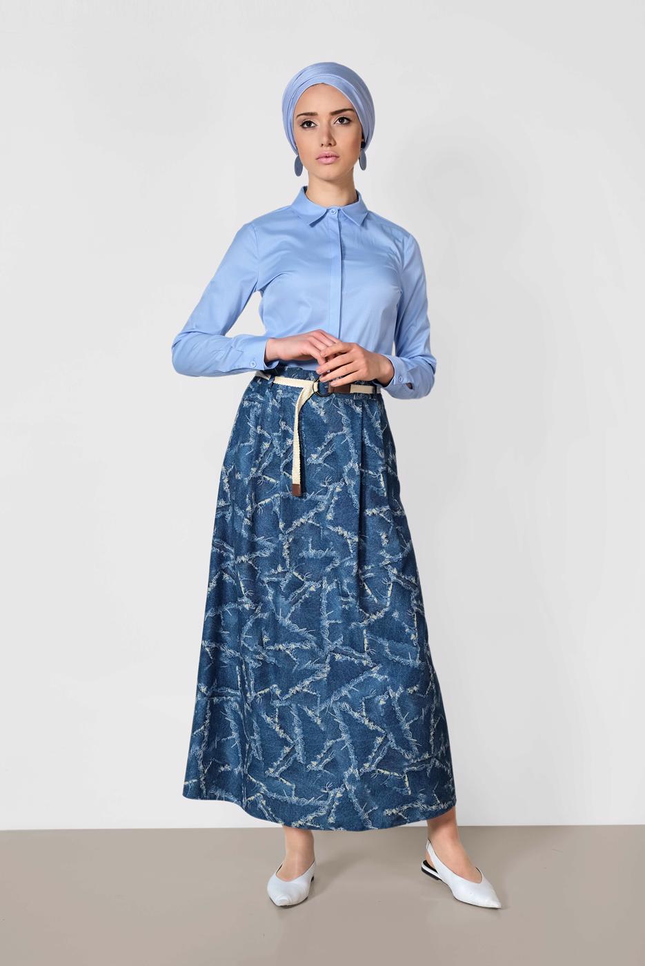 Vêtements hijab BLEU MARINE ALVINA JUPE AVEC CEINTURE 6326 