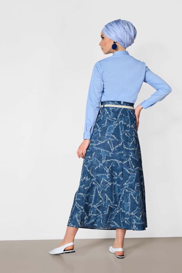 Hijab clothing NAVY BLUE ALVINA BELTED SKIRT 6326  - TRENDTESETTÜR