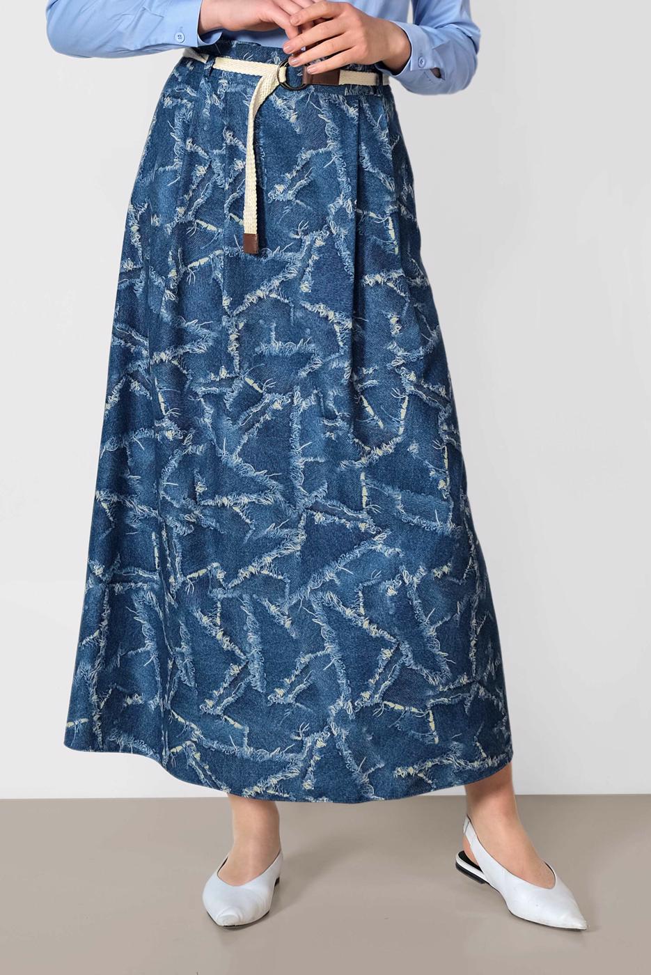 Vêtements hijab BLEU MARINE ALVINA JUPE AVEC CEINTURE 6326 