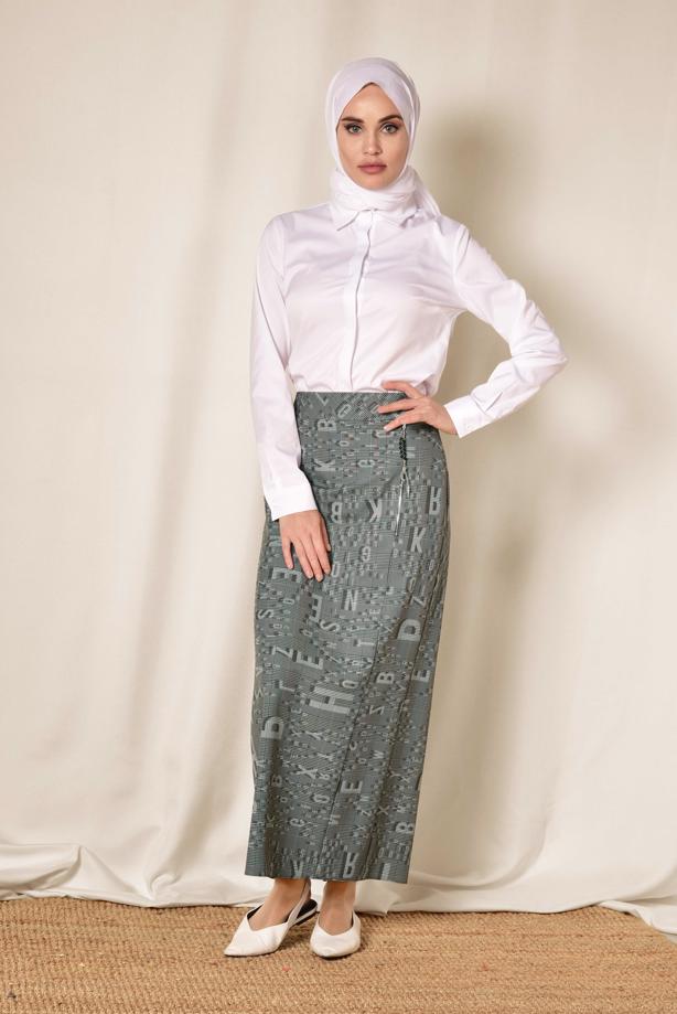 Hijab clothing BLACK ALVINA PRINTED SKIRT 6327  - TRENDTESETTÜR