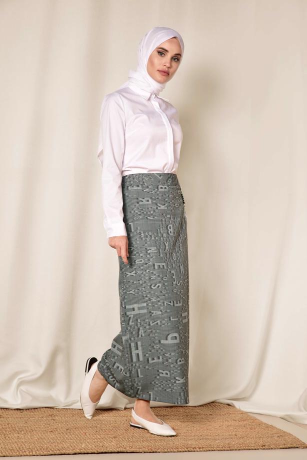 Hijab clothing BLACK ALVINA PRINTED SKIRT 6327  - TRENDTESETTÜR