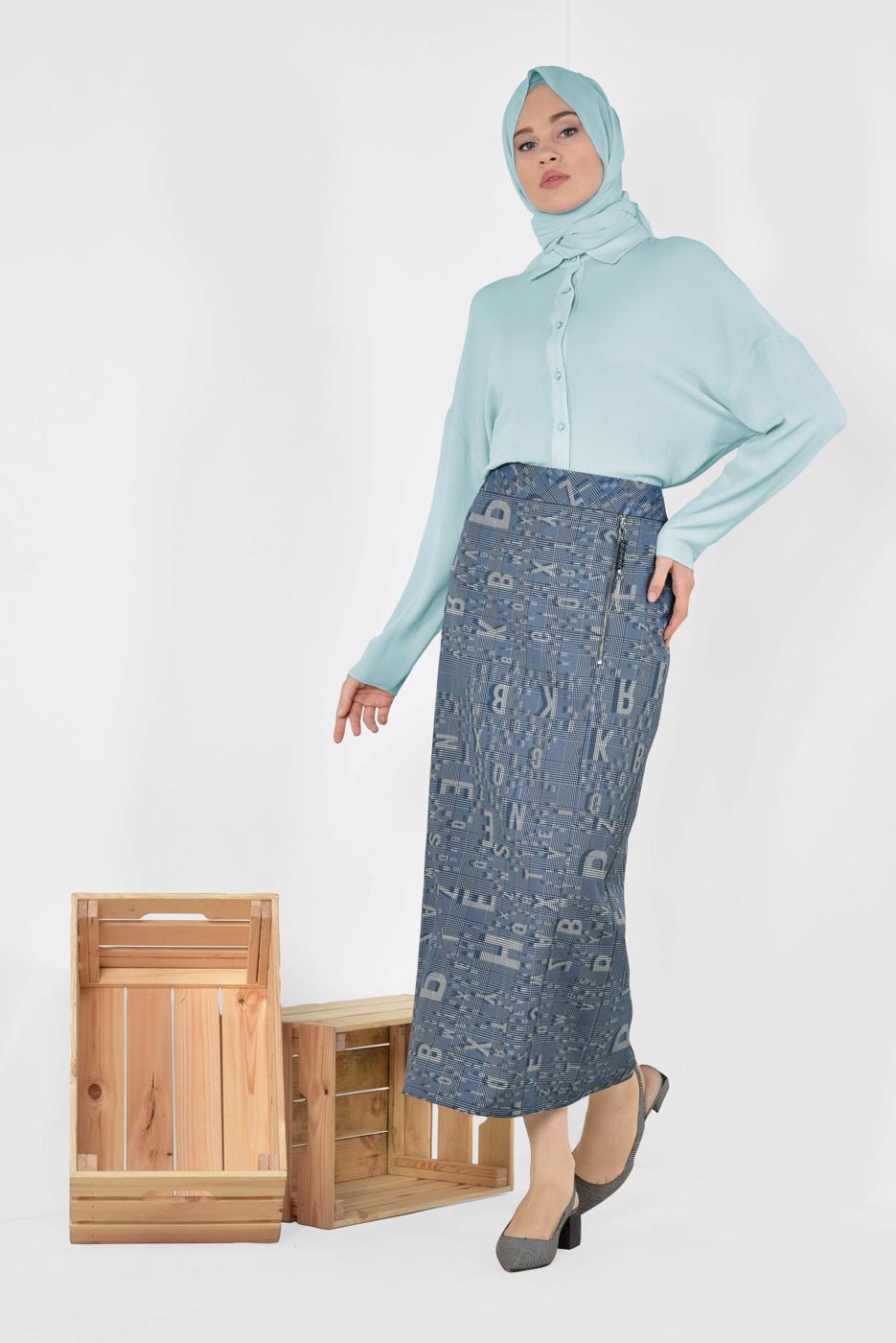 Vêtements hijab BLEU MARINE ALVINA JUPE IMPRIMÉE 6327 