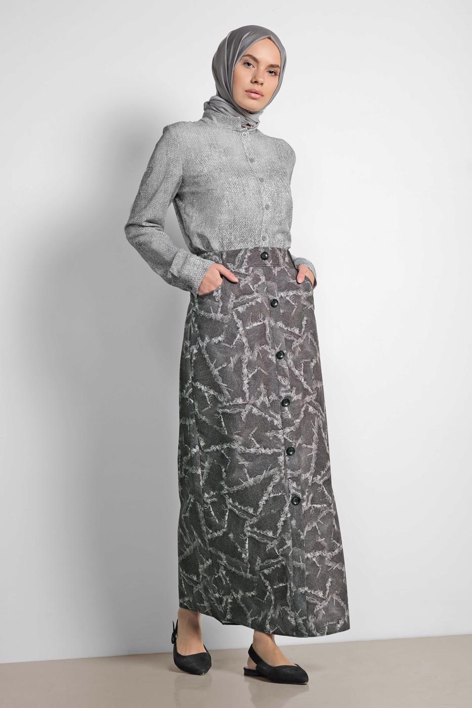 Vêtements hijab GRIS ALVINA JUPE À BOUTONNÉE 6332 