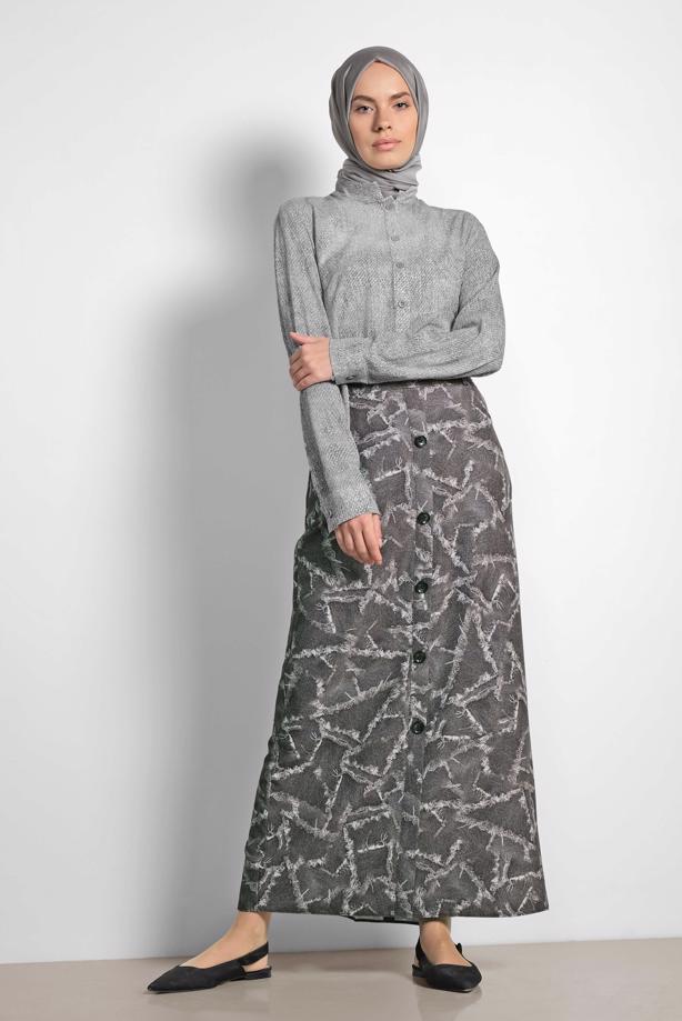 Hijab clothing GREY ALVINA BUTTONED SKIRT 6332  - TRENDTESETTÜR