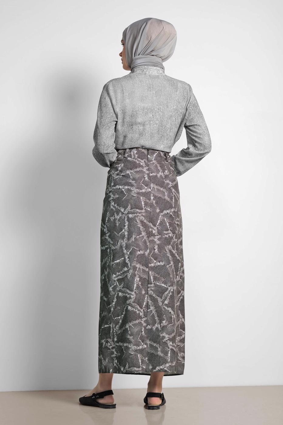 Vêtements hijab GRIS ALVINA JUPE À BOUTONNÉE 6332 