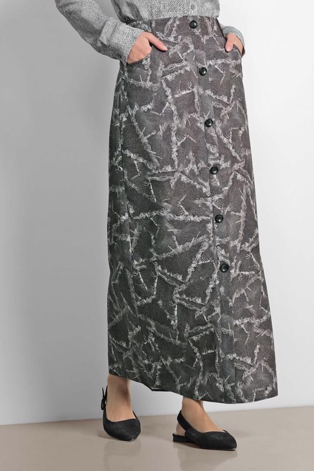 Hijab clothing GREY ALVINA BUTTONED SKIRT 6332  - TRENDTESETTÜR