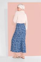 Tesettür giyim LACİVERT ALVİNA DÜĞMELİ DESENLİ ETEK 6332