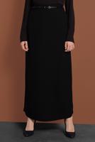 Tesettür giyim SİYAH ALVİNA KEMERLİ KALEM ETEK 6337 