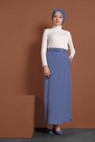 Vêtements hijab BLEU MARINE JUPE CRAYON CEINTURE ALVİNA 6337