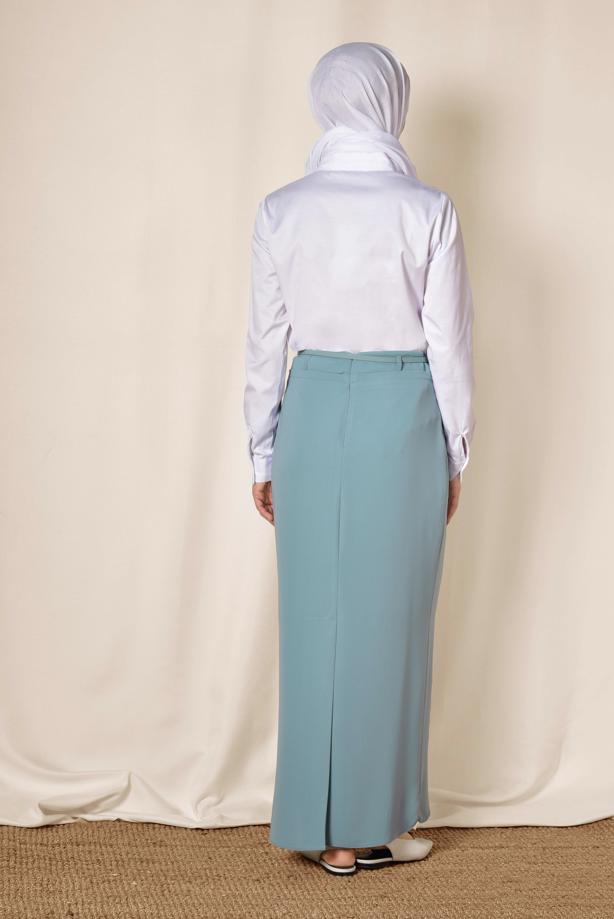 Hijab clothing BLUE ALVİNA BELTED PENCIL SKIRT 6337  - TRENDTESETTÜR