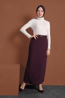 Tesettür giyim BORDO ALVİNA KEMERLİ KALEM ETEK 6337 