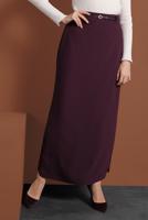 Tesettür giyim BORDO ALVİNA KEMERLİ KALEM ETEK 6337 