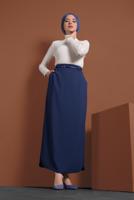 Tesettür giyim LACİVERT ALVİNA KEMERLİ KALEM ETEK 6337 