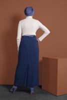 Tesettür giyim LACİVERT ALVİNA KEMERLİ KALEM ETEK 6337 