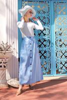 Vêtements hijab BLEU ALVINA JUPE RAYÉE 6341