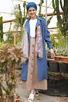 Tesettür giyim TURUNCU ALVİNA ÇİZGİLİ CEPLİ ETEK 6341