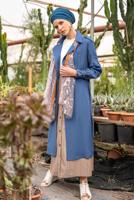 Tesettür giyim TURUNCU ALVİNA ÇİZGİLİ CEPLİ ETEK 6341