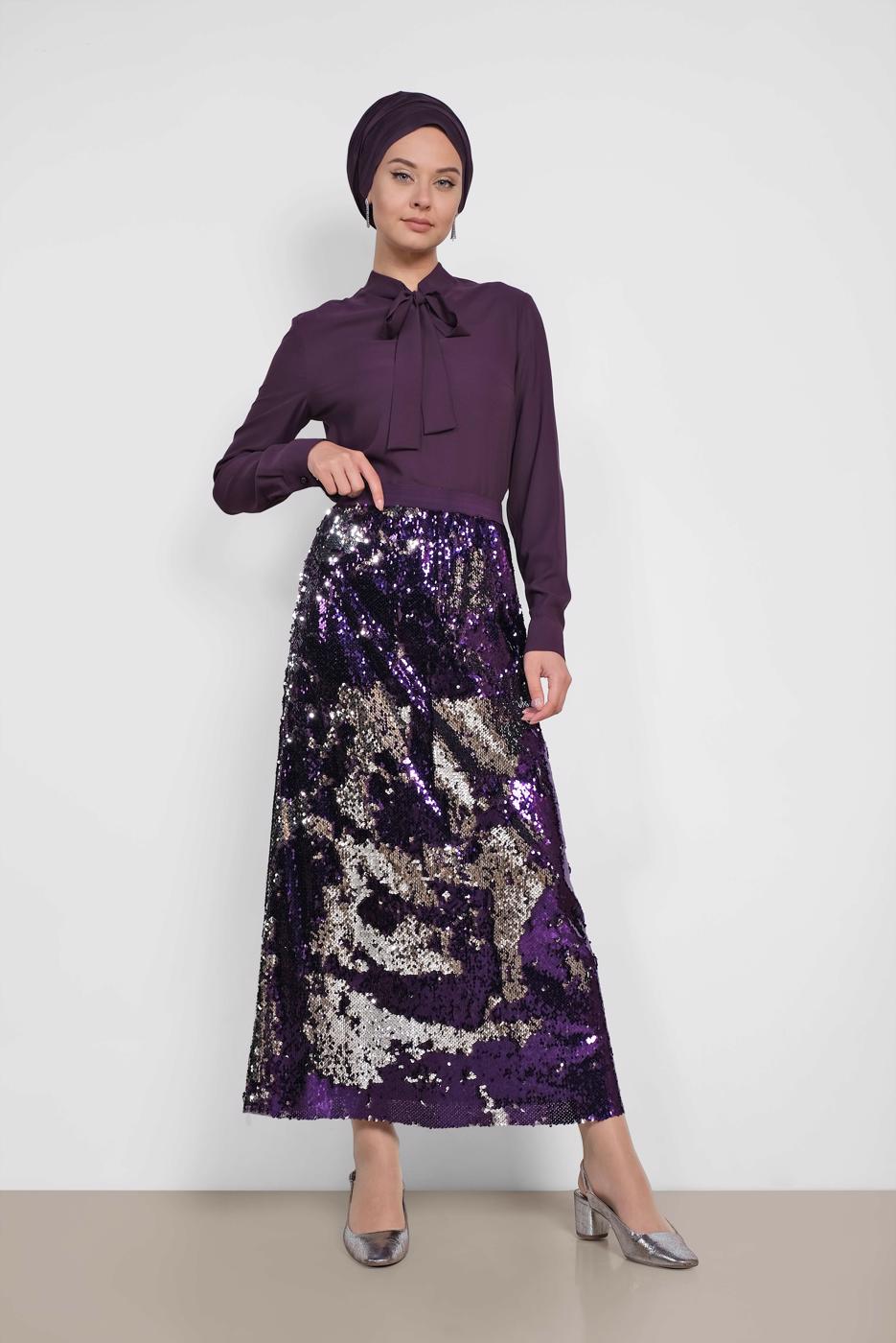 Vêtements hijab POURPRE ALVINA JUPE À SEQUINS 6347