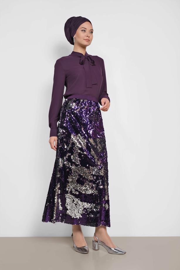 Vêtements hijab POURPRE ALVINA JUPE À SEQUINS 6347 - TRENDTESETTÜR