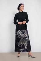 Tesettür giyim LACİVERT ALVİNA BELİ LASTİKLİ PUL PAYET ETEK 6347