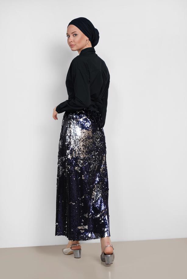 Vêtements hijab BLEU MARINE ALVINA JUPE À SEQUINS 6347 - TRENDTESETTÜR
