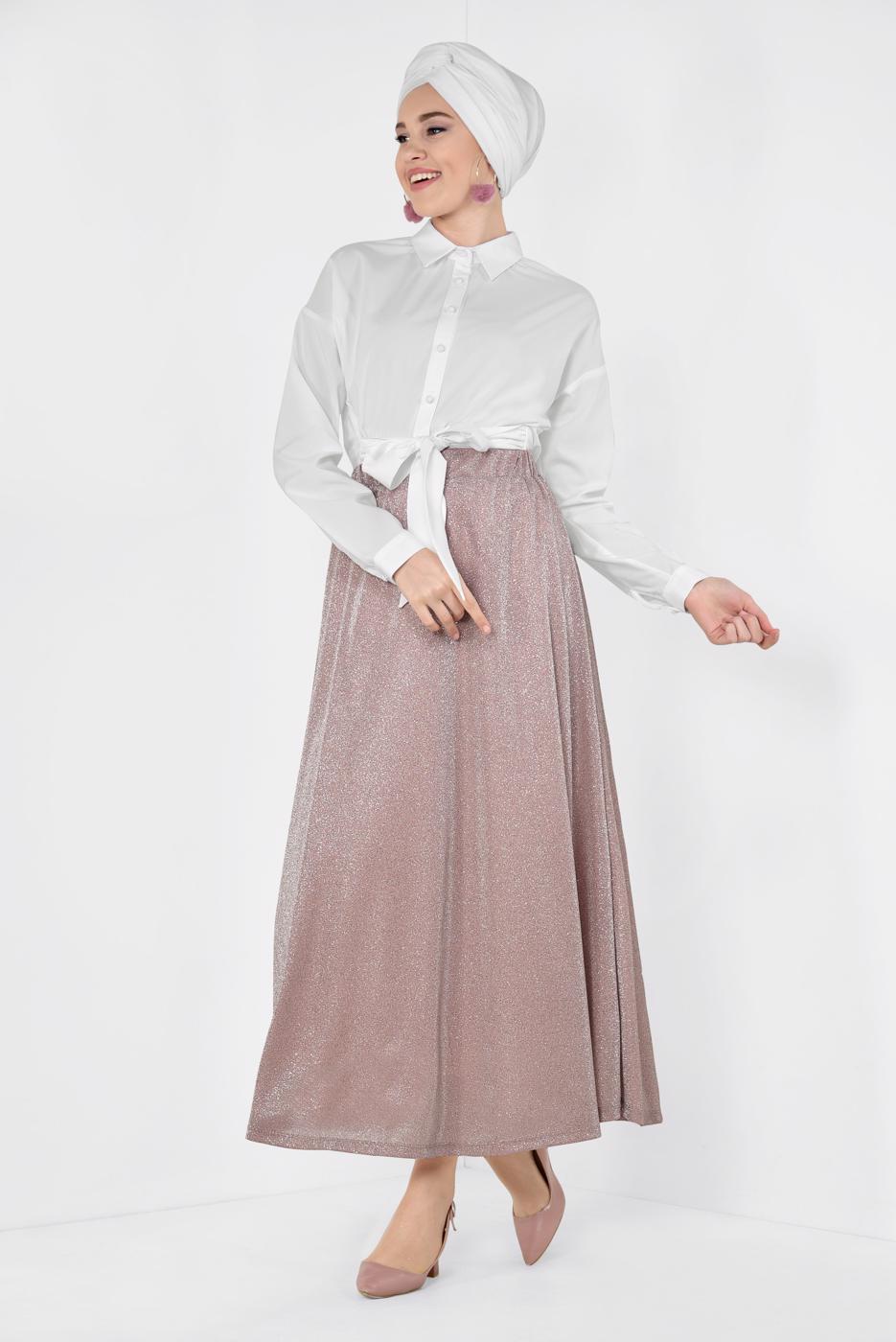 Vêtements hijab POUDRE T 6348 ALVİNA MULTİ 24462 ETEK