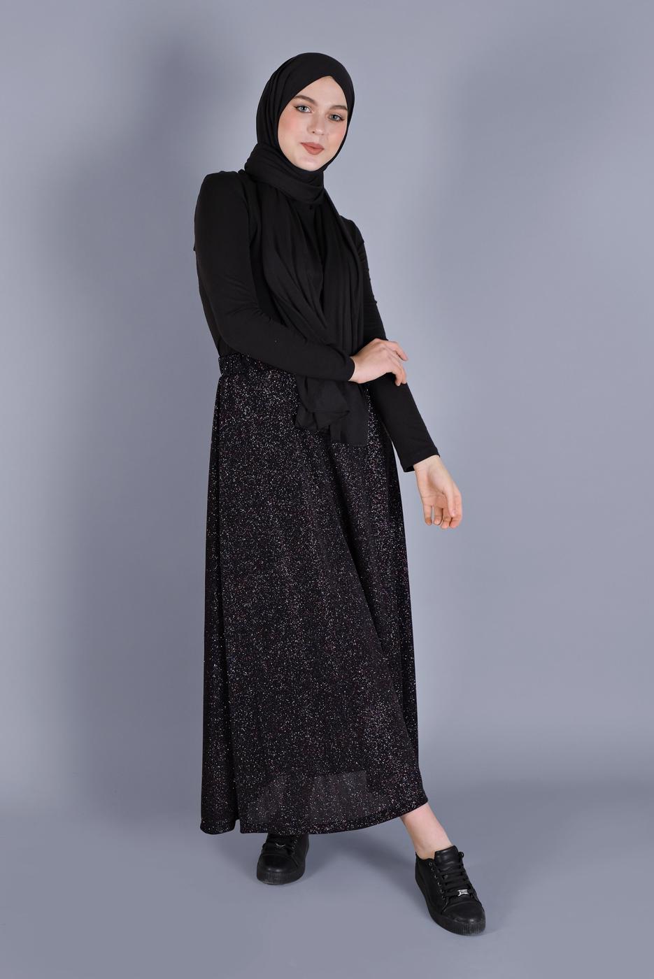 Vêtements hijab NOIR ALVINA JUPE EN BRILLANTE 6348 