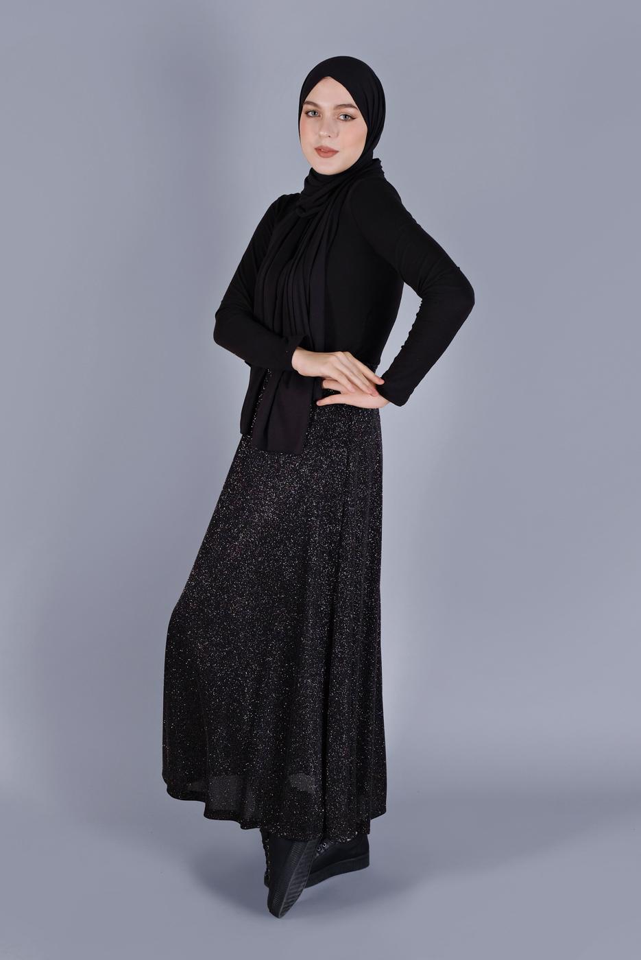 Vêtements hijab NOIR ALVINA JUPE EN BRILLANTE 6348 