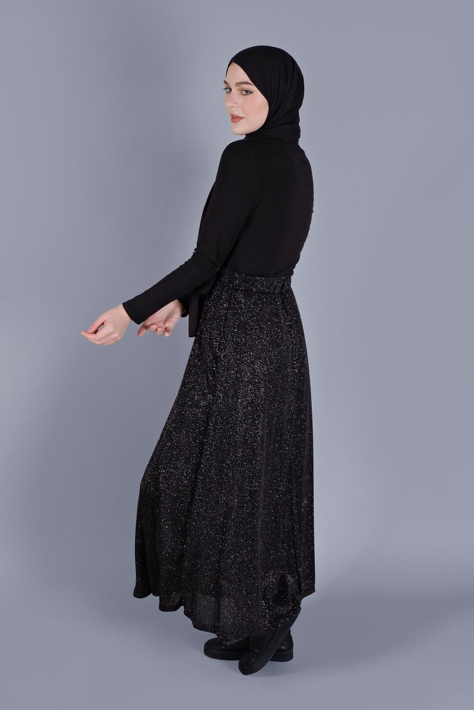 Vêtements hijab NOIR ALVINA JUPE EN BRILLANTE 6348 