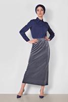 Hijab clothing NAVY BLUE ALVINA SPARKLY SKIRT ELASTIC-WAIST 6349 
