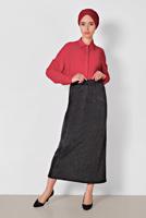 Vêtements hijab NOIR ALVINA JUPE EN BRILLANTE À TAILLE-ÉLASTIQUE  6349 