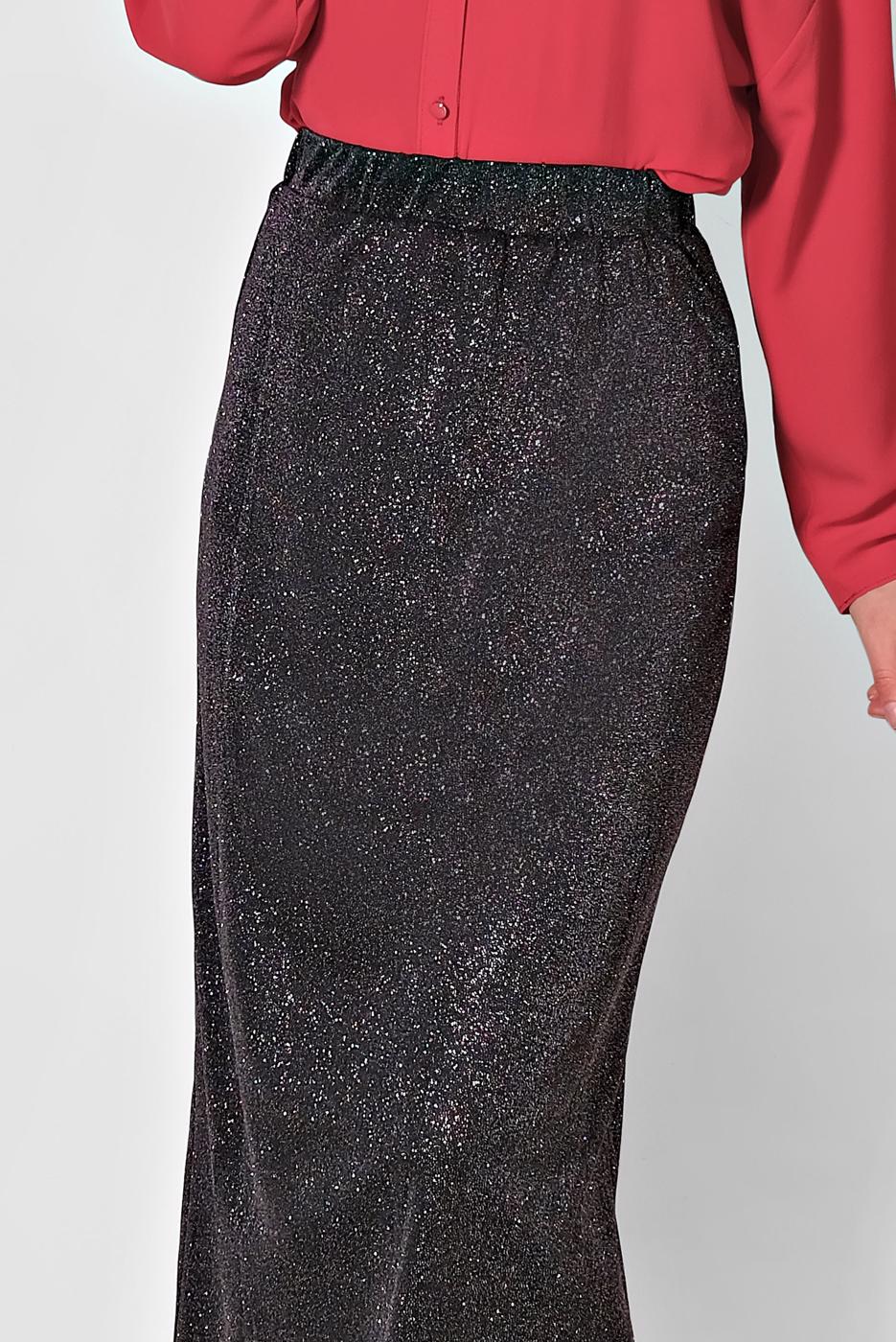 Vêtements hijab NOIR ALVINA JUPE EN BRILLANTE À TAILLE-ÉLASTIQUE  6349 