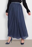 Tesettür giyim LACİVERT ALVİNA BELİ LASTİKLİ TÜLLÜ ETEK 6355