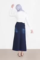 Hijab clothing NAVY BLUE DENIM SKIRT 6802 