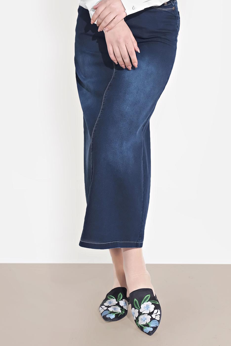 Hijab clothing NAVY BLUE DENIM SKIRT 6802 