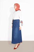 Vêtements hijab BLEU MARINE  JUPE EN JEAN 6802 