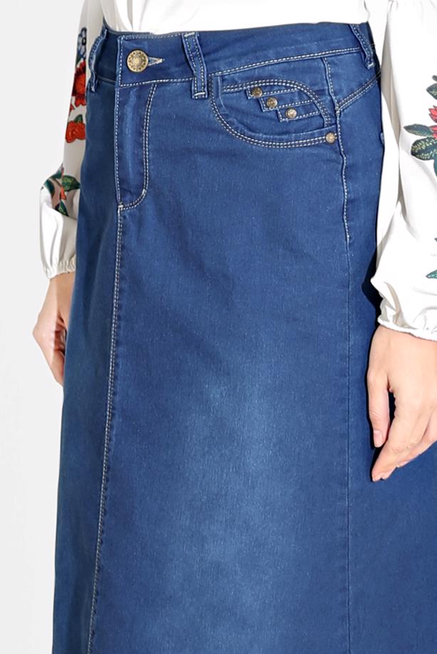 Vêtements hijab BLEU MARINE  JUPE EN JEAN 6802  - TRENDTESETTÜR