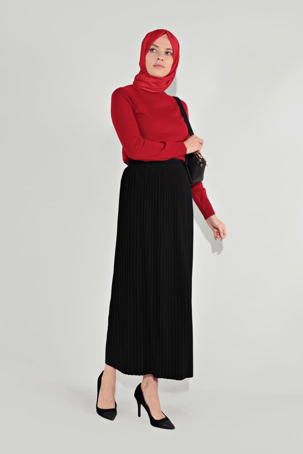 Hijab-Kleidung  PİLELİ ETEK 7017  - TRENDTESETTÜR