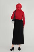 Tesettür giyim SİYAH PİLELİ ETEK 7017 