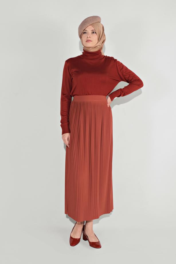 Hijab-Kleidung  PİLELİ ETEK 7017  - TRENDTESETTÜR