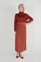 Tesettür giyim KAHVE PİLELİ ETEK 7017 