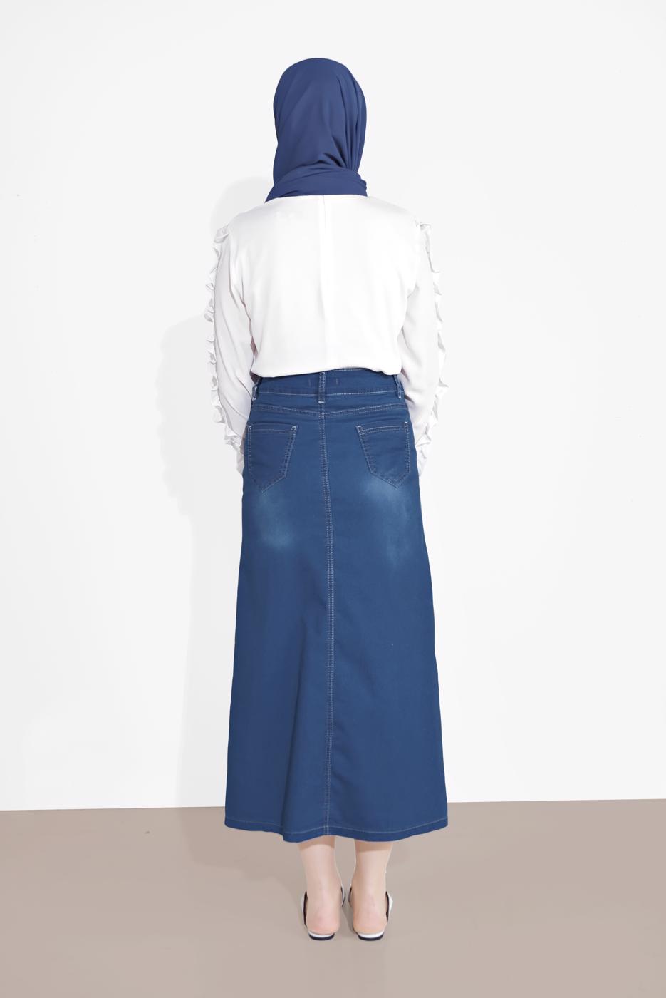 Vêtements hijab BLEU MARINE JUPE EN JEAN 7502 