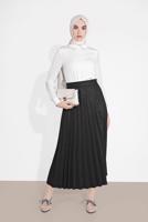 Tesettür giyim SİYAH PİLİSELİ DESENLİ ETEK  8161 