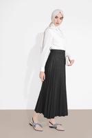 Tesettür giyim SİYAH PİLİSELİ DESENLİ ETEK  8161 