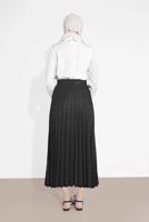 Tesettür giyim SİYAH PİLİSELİ DESENLİ ETEK  8161 