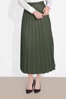 Tesettür giyim HAKİ PİLİSELİ DESENLİ ETEK  8161 