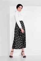 Tesettür giyim SİYAH PUANTİYE DESENLİ ETEK 9161
